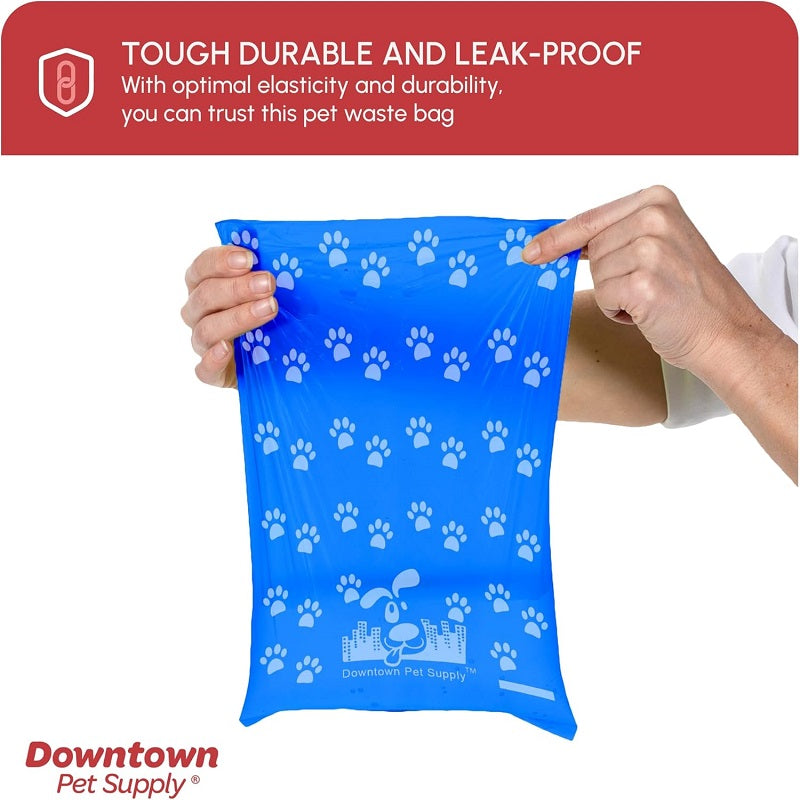 1000pcs Leak-Proof Dog Poop Bags with Bone Dispenser - Rainbow Paw Print Pet Waste Bags