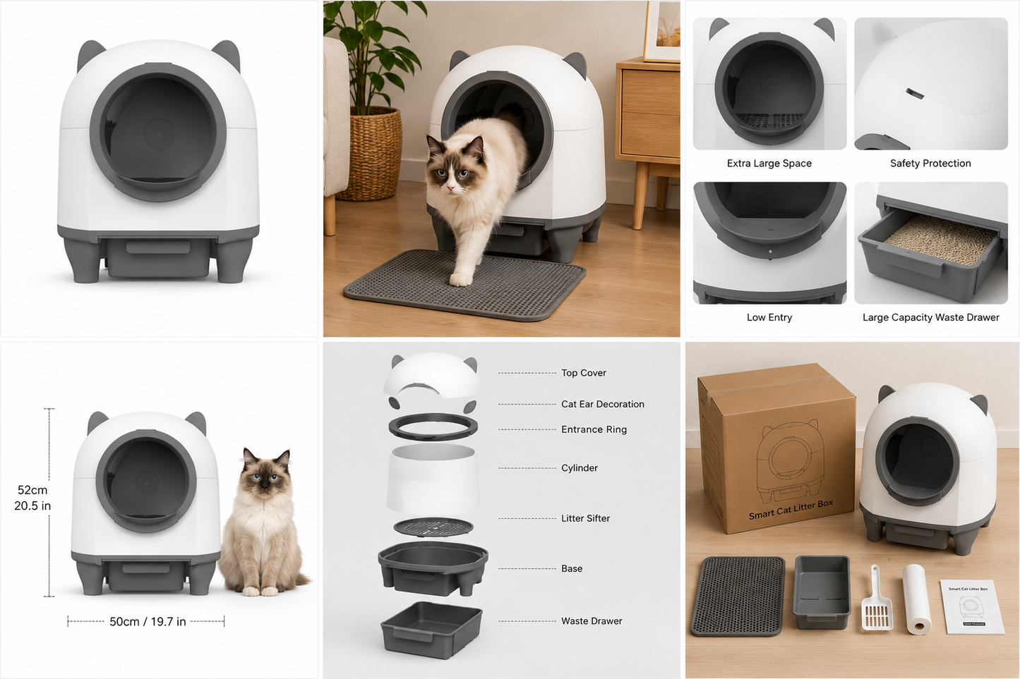 Automatic self cleaning litter box for cleaner and easier cat care