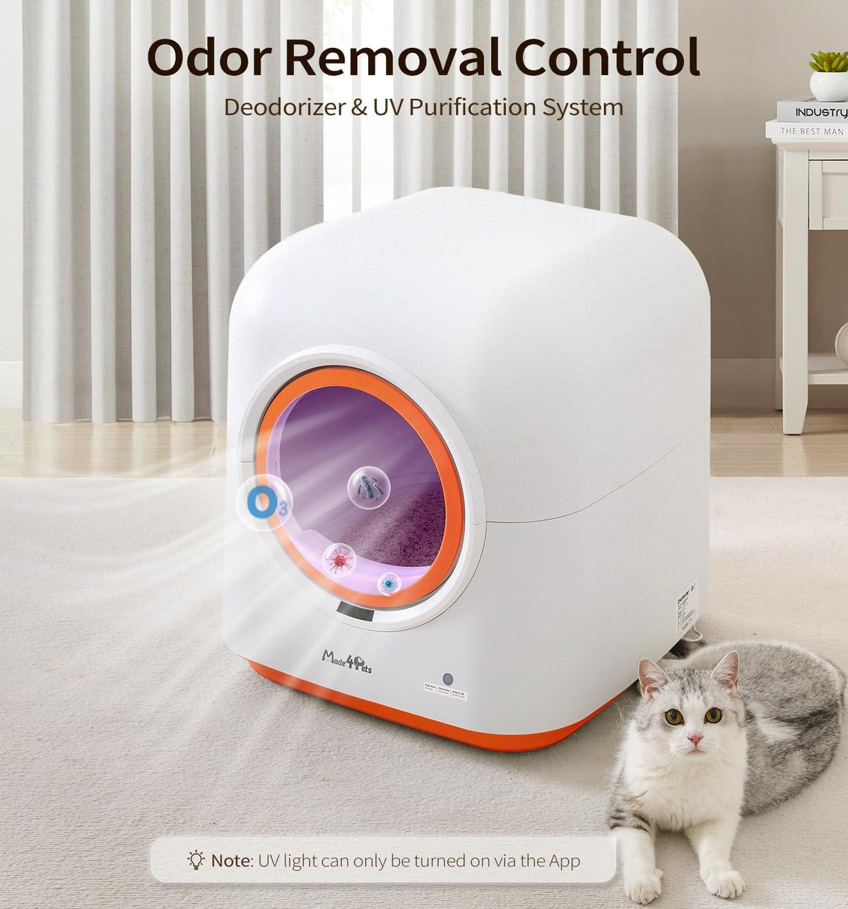 60L Automatic Cat Litter Box, Smart App Control, Deodorizing, Infrared Sensor, Suitable For Multiple Cats