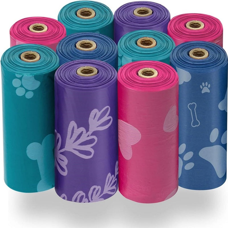 Best Pet Supplies 150 Dog Poop Bags - Leak-Proof Tear-Resistant Thick Plastic (Assorted Colors)