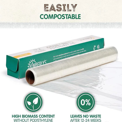 100% Compostable Cling Film - Food-Safe Home Use for Fresh Food Preservation
