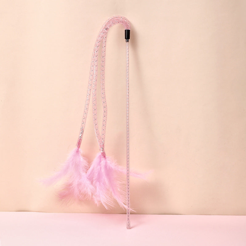 Cat Toy Teaser Plush Feather Bell Teaser Relieving Boredom Self-Hi Pet