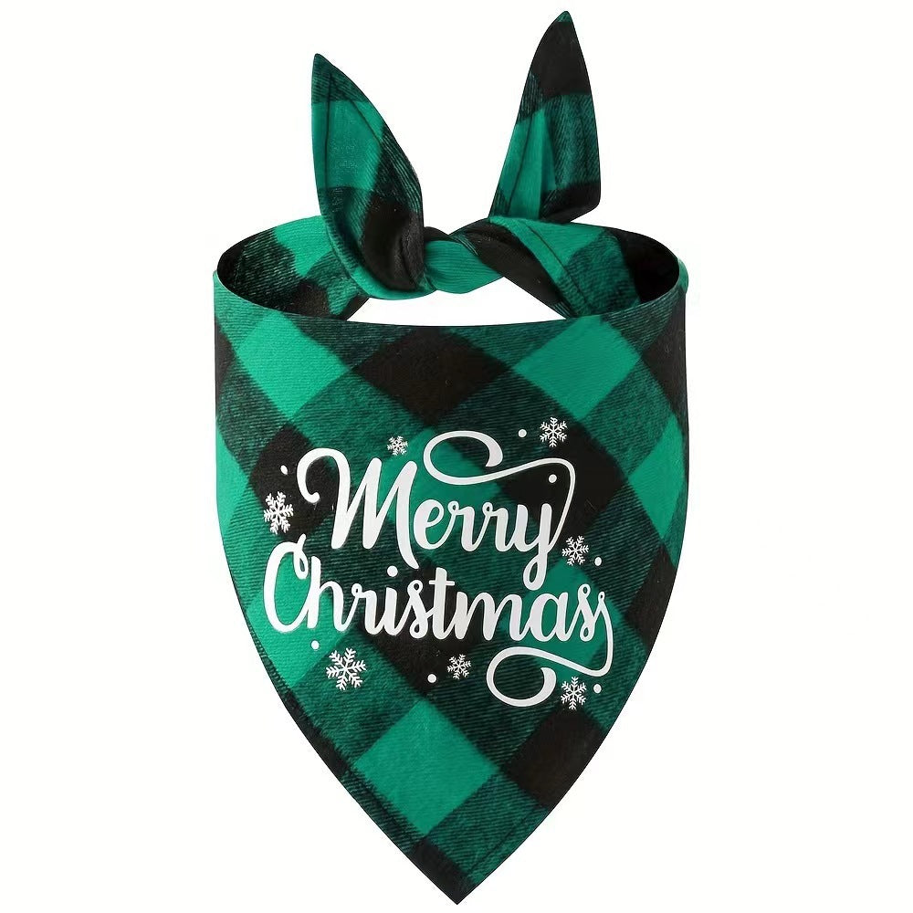Christmas Pet Triangular Scarf Plaid