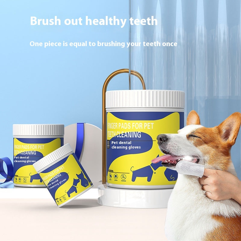 Pet Teeth Cleaning Finger Stall Wipes Cleaning Teeth Anti-halitosis Gas