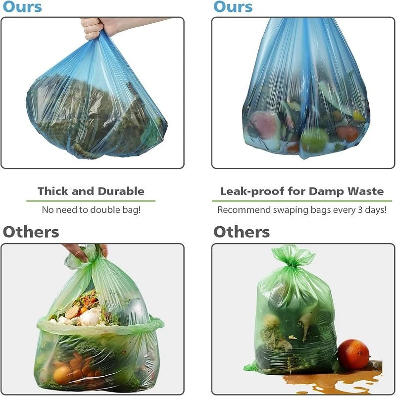 Biodegradable Compostable Garbage Bags - Multi-Size Leak-Proof Home Trash Bags