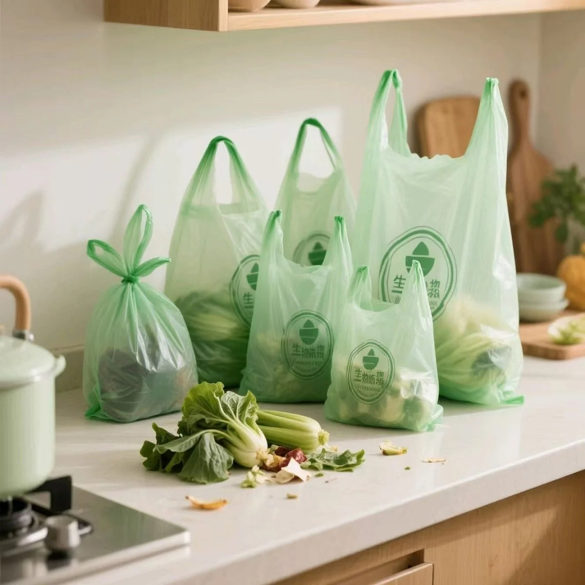3 Gallon Compostable Food Waste Bags - Biodegradable Flat Top Kitchen Bags
