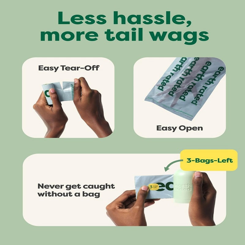 Dog poop bags, leak-proof and extra-thick garbage bag refill rolls, peach and lotus flavors, 280 bags.