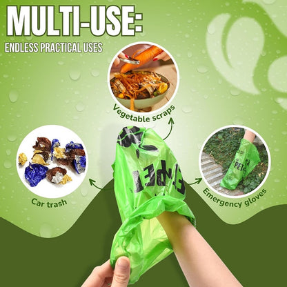 1080-pack green dog poop bags, 41% plant-based and 59% PE extra-thick dog poop bag roll, 9" x 13", unscented pet waste bags