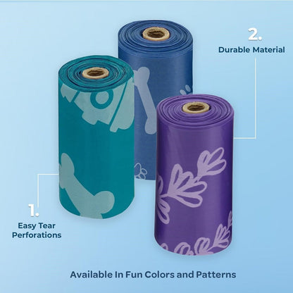 Best Pet Supplies 150 Dog Poop Bags - Leak-Proof Tear-Resistant Thick Plastic (Assorted Colors)