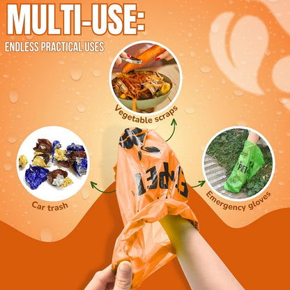 1080-pack orange dog poop bags, 41% plant-based and 59% PE extra-thick dog poop bag rolls, 9 inches x 13 inches, unscented pet waste bags.