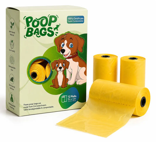 Dog Poop Bags Rolls 12 Rolls 180 Bags, 9x13 in 20 microns thick