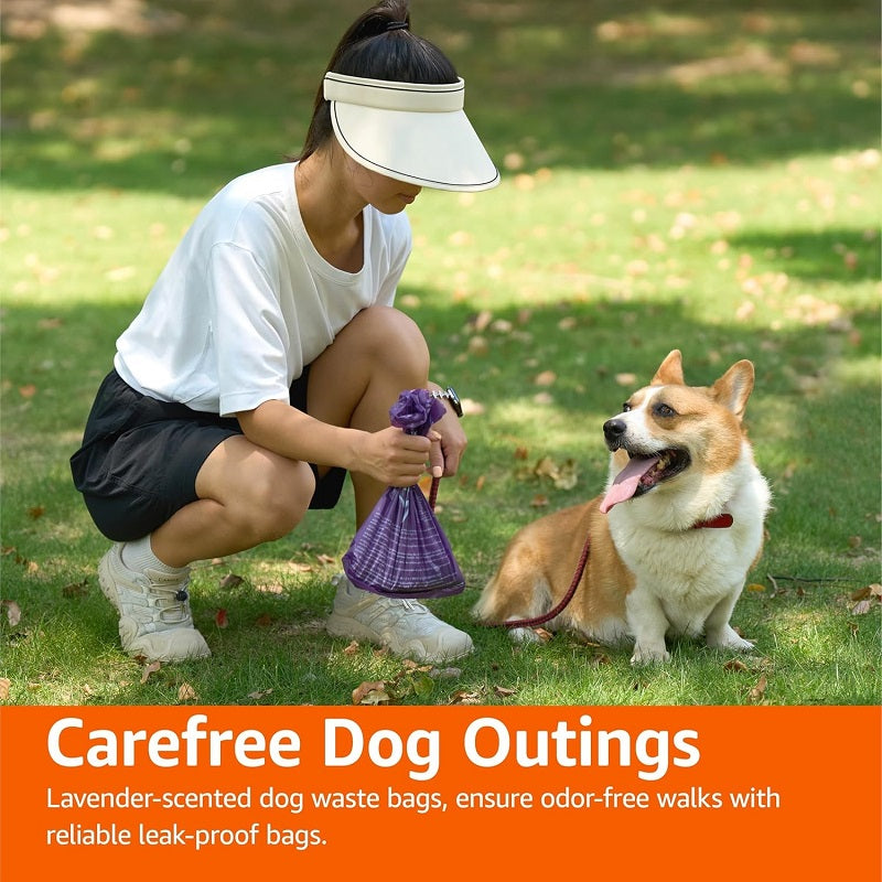 Premium lavender scented standard dog trash bags, 900 bags, 15 bags per pack (60 bags per pack)