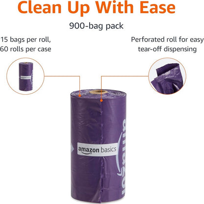 Premium lavender scented standard dog trash bags, 900 bags, 15 bags per pack (60 bags per pack)