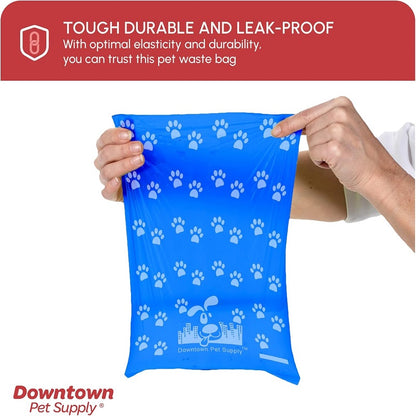 1000pcs Leak-Proof Dog Poop Bags with Bone Dispenser - Rainbow Paw Print Pet Waste Bags