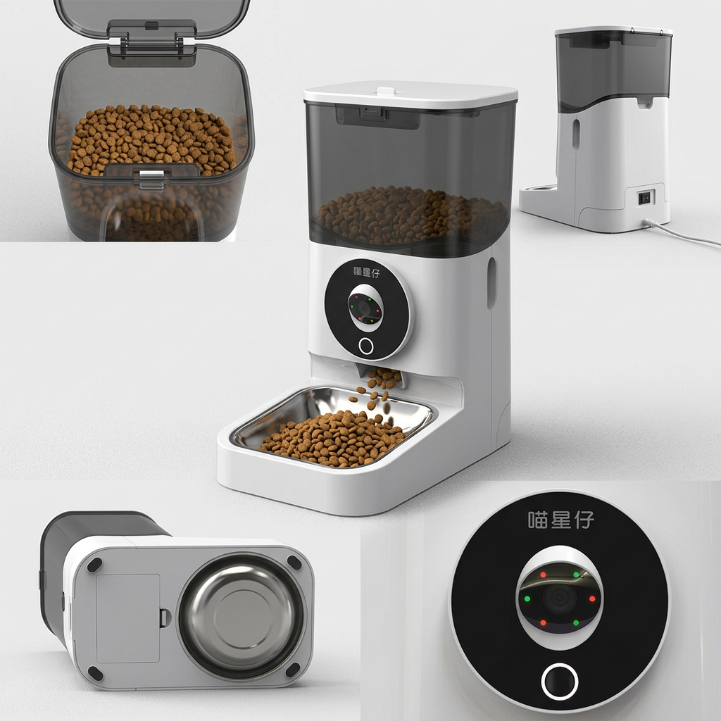 Automatic pet feeder with built in camera and smart feeding control