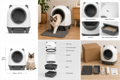Automatic self cleaning litter box for cleaner and easier cat care