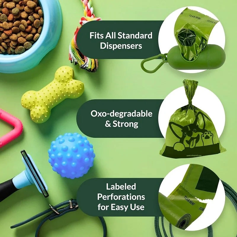 Biodegradable Dog Waste Bags - Green Oxidized Biodegradable Waste Disposal
