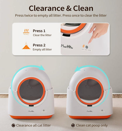 60L Automatic Cat Litter Box, Smart App Control, Deodorizing, Infrared Sensor, Suitable For Multiple Cats