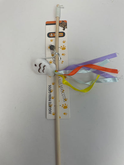 Doll Ribbon Wooden Pole Cat Teaser