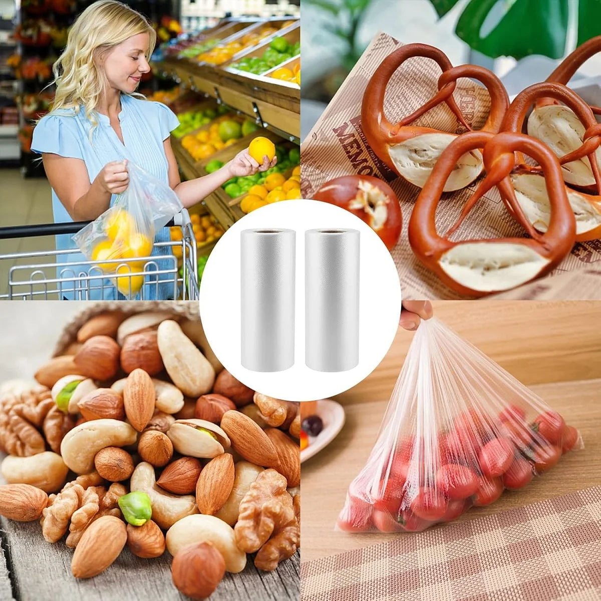 100% Biodegradable PBAT+PAL Bio-based Compostable Vegetable & Fruit Bags