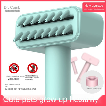 Wireless grooming comb for removing fleas loose fur and pet hair
